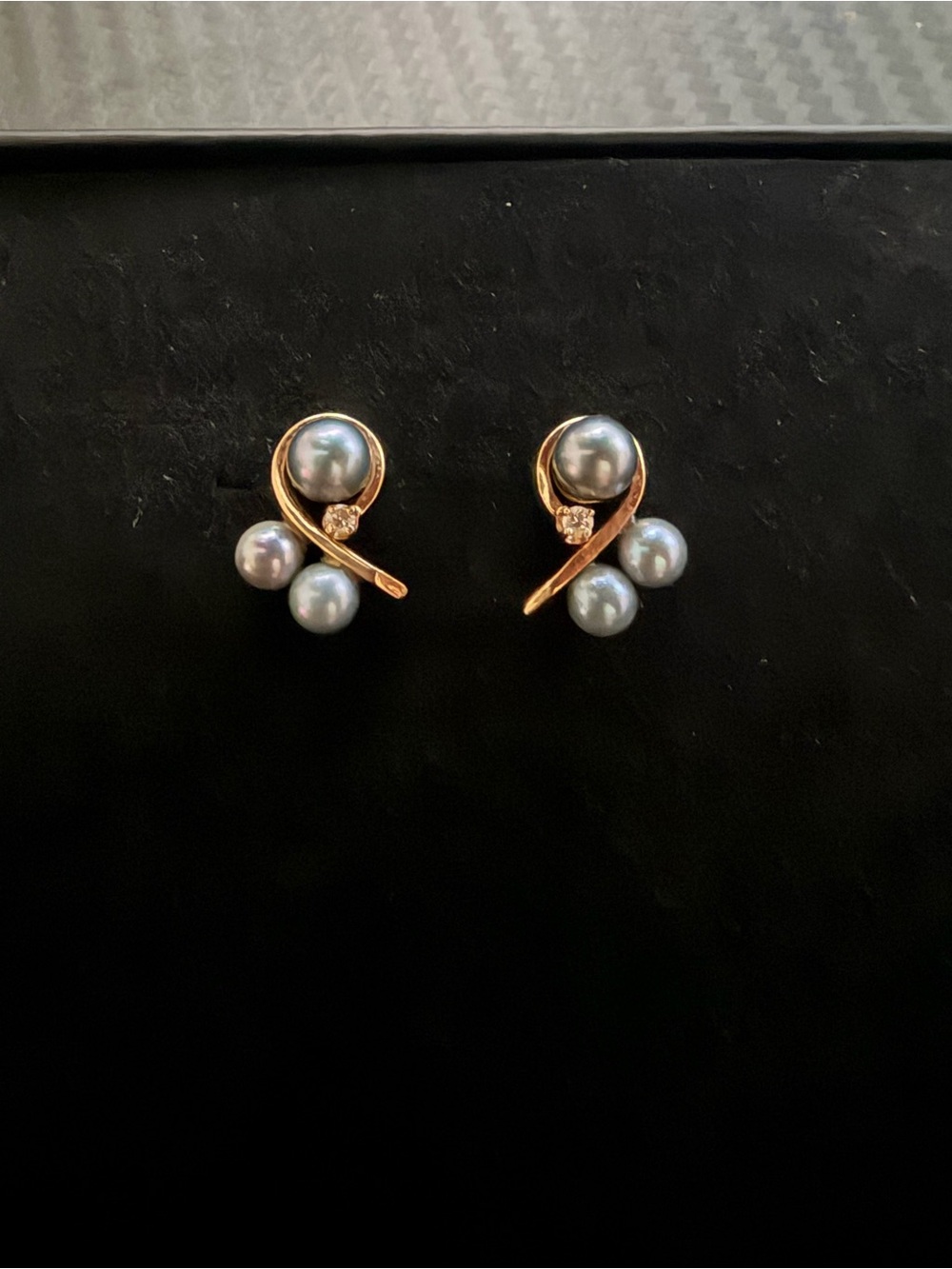 14k Blue Pearls Stud Earrings